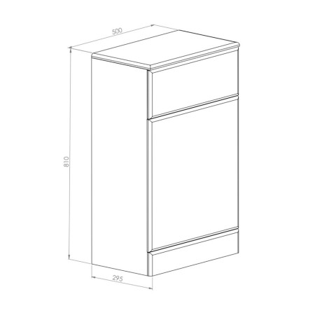 POLAR-500-WCUNIT Scudo Lanza 500mm WC Unit in Gloss White Line Drawing