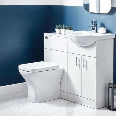 POLAR-650-BASINUNIT/LANZA650BASIN Scudo Lanza 650mm Floor Standing Vanity Unit with Basin in Gloss White with WC Unit