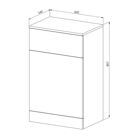 POLAR-600WCUNIT Scudo Lanza 600mm WC Unit in Gloss White Line Drawing