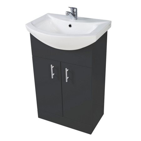 LANZA-650-BASINUNIT-ANTHRACITE/LANZA650BASIN Scudo Lanza 650mm Floor Standing Vanity Unit with Basin in Gloss Anthracite (1)