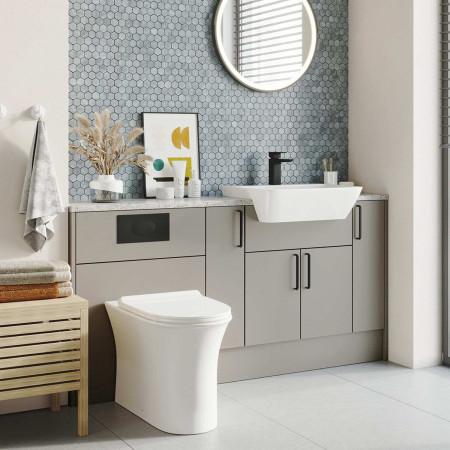 CISTERN-BUTTON-BLACK Scudo Large Black Dual Flush Plate and Access Panel Lifestyle