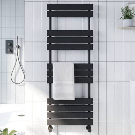 LI-120-45-B Scudo Life 1200 x 450mm Towel Radiator in Black Lifestyle