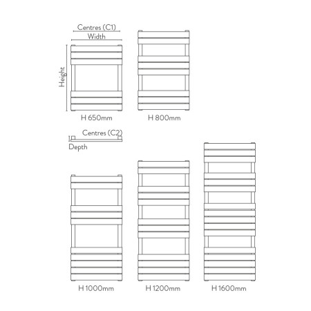 LI-120-60-A Scudo Life 1200 x 600mm Towel Radiator in Anthracite Line Drawing