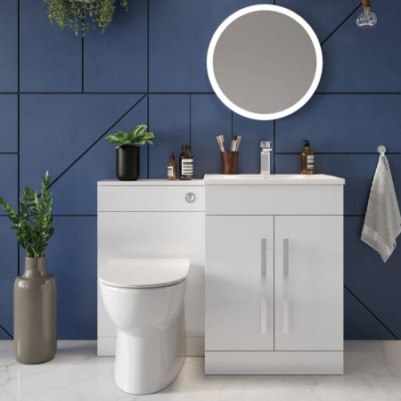 600CAB-LILI-WTE/THIN600BASIN Scudo Lili 600mm Two Door Vanity Unit with Basin in Gloss White (3)
