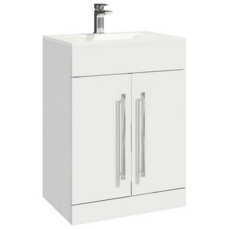 600CAB-LILI-WTE/THIN600BASIN Scudo Lili 600mm Two Door Vanity Unit with Basin in Gloss White (1)