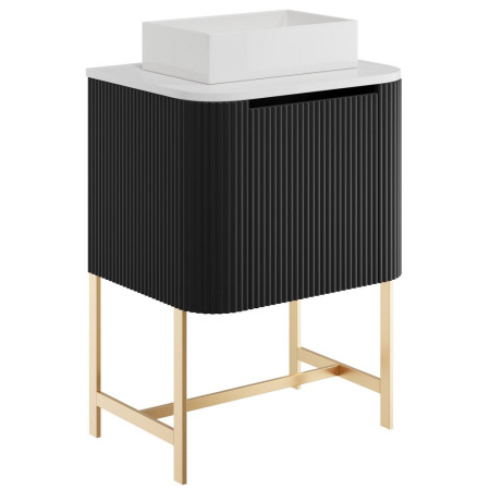 Scudo Linea Curve 600mm Matt Black Wall Hung Vanity Unit and Frame