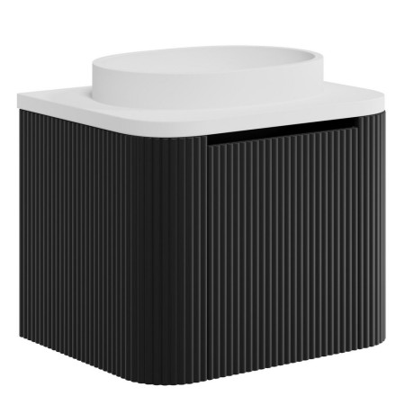 Scudo Linea Curve 600mm Matt Black Wall Hung Vanity Unit and Basin