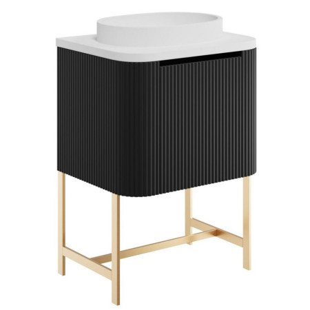 Scudo Linea Curve 600mm Matt Black Wall Hung Vanity Unit with Curved Basin and Frame