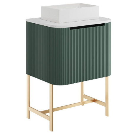 Scudo Linea Curve 600mm Reed Green Wall Hung Vanity Unit and Frame