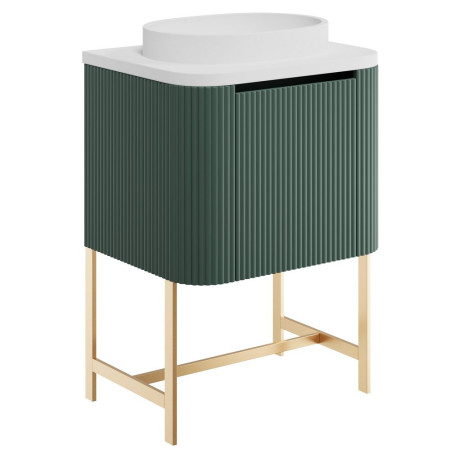 Scudo Linea Curve 600mm Reed Green Wall Hung Vanity Unit and Basin with Frame