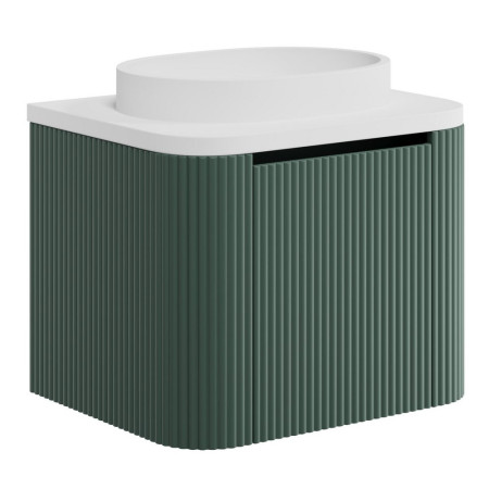 Scudo Linea Curve 600mm Reed Green Wall Hung Vanity Unit and Basin
