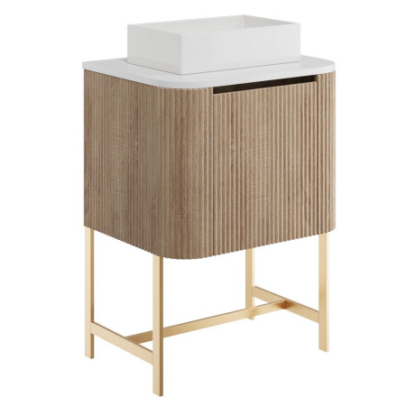 Scudo Linea Curve 600mm Sonoma Oak Wall Hung Vanity Unit and Frame