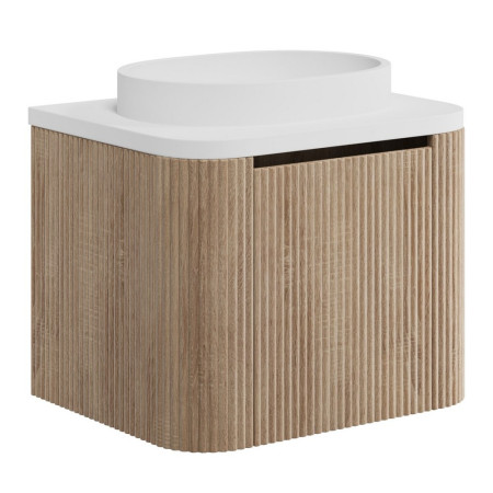 Scudo Linea Curve 600mm Sonoma Oak Wall Hung Vanity Unit and Basin