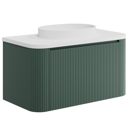 Scudo Linea Curve 900mm Reed Green Wall Hung Vanity Unit and Basin