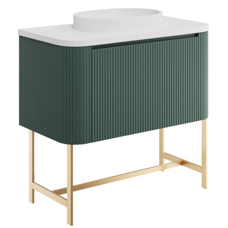 Scudo Linea Curve 900mm Reed Green Wall Hung Vanity Unit and Basin with Legs