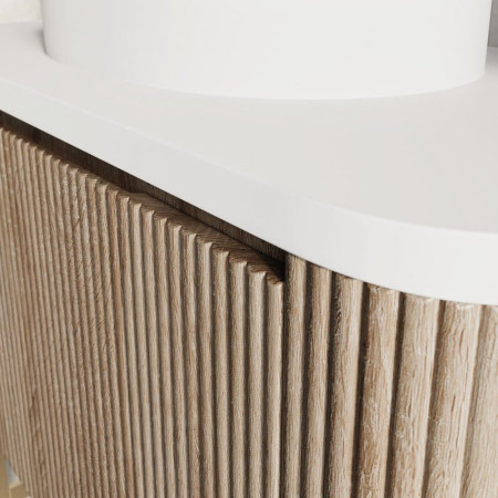 Scudo Linea Curve 900mm Sonoma Oak Wall Hung Vanity Unit and Basin Close Up