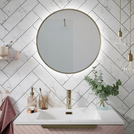 MACIE-600RND-BB Scudo Macie LED 600mm Mirror in Brushed Brass (2)