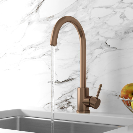 KT45 Scudo Manhattan Brushed Bronze Kitchen Mixer Tap Lifestyle