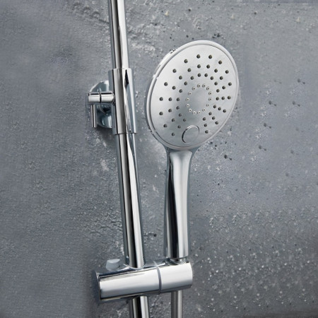 SHOWER009 Scudo Messi Round Cool Touch Rigid Riser Shower Handset Close Up