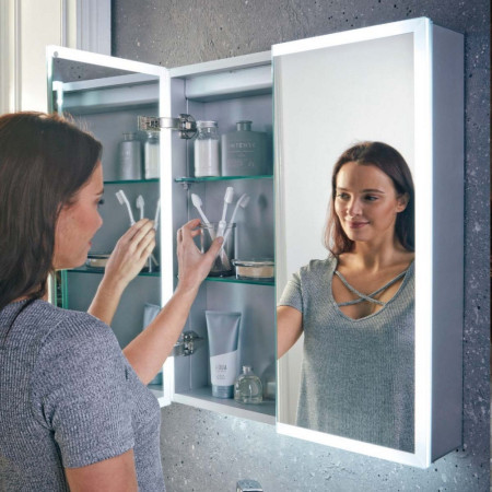 MIA-600X700-CAB Scudo Mia LED 600 x 700mm Double Door Mirror Cabinet Lifestyle