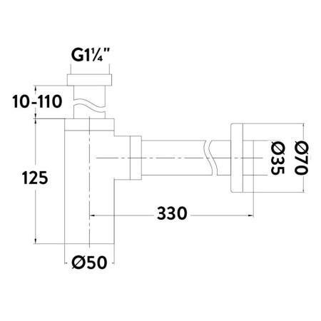 BT06 Scudo Minimalist Bottle Trap in Brushed Bronze Line Drawing