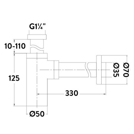 BT04 Scudo Minimalist Bottle Trap in Brushed Brass Line Drawing