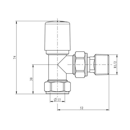 TRV002 Scudo Modern Angled Radiator Valves in Chrome Line Drawing