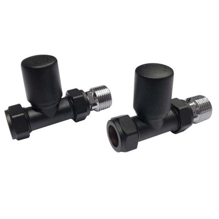 Scudo Modern Straight Radiator Valves in Black