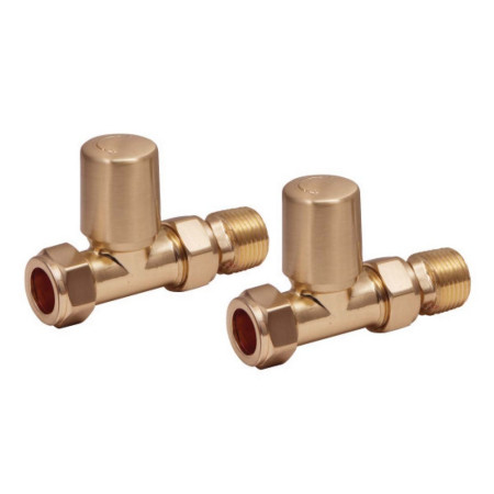 Scudo Modern Straight Radiator Valves in Brushed Brass