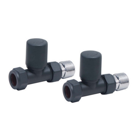 Scudo Modern Straight Radiator Valves in Carbon Anthracite