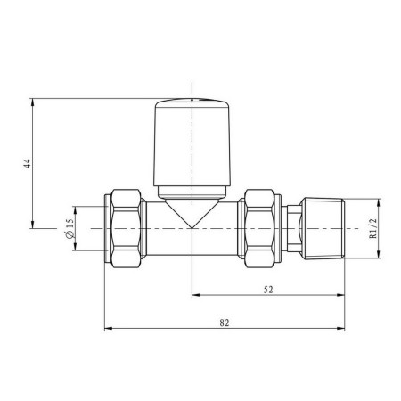 TRV007 Scudo Modern Straight Radiator Valves in Anthracite Line Drawing