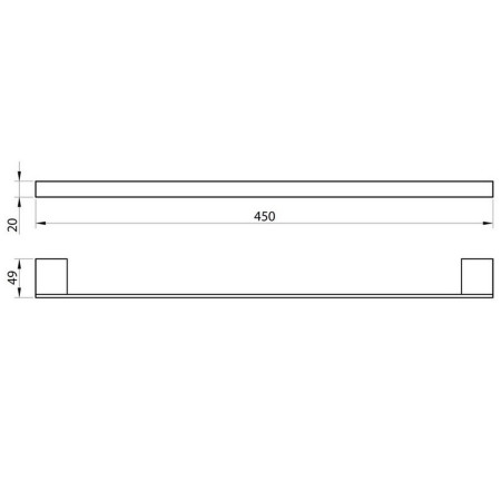 MONOACC-003 Scudo Mono 450mm Towel Rail in Matt Black Line Drawing