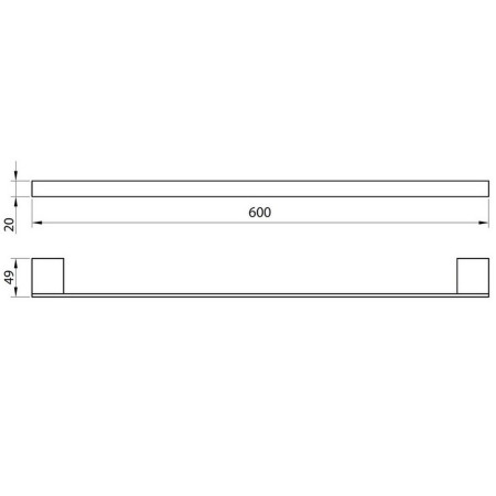MONOACC-004 Scudo Mono 600mm Towel Rail in Matt Black Line Drawing