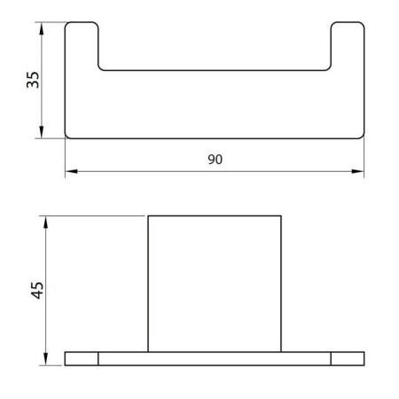 MONOACC-006 Scudo Mono Robe Hook in Matt Black Line Drawing