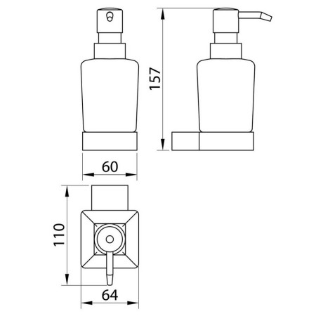 MONOACC-008 Scudo Mono Soap Dispenser in Matt Black Line Drawing