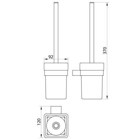 MONOACC-009 Scudo Mono Toilet Brush Set in Matt Black Line Drawing