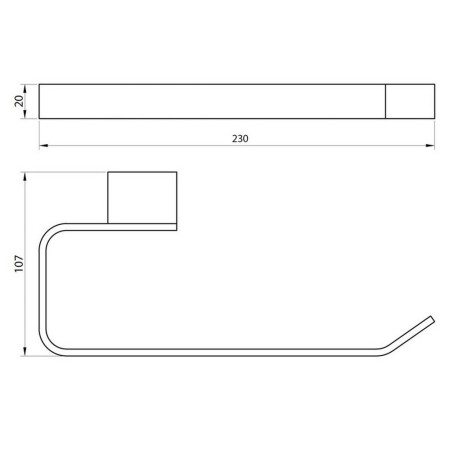 MONOACC-007 Scudo Mono Towel Ring in Matt Black Line Drawing