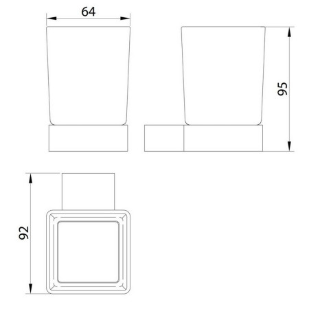 MONOACC-001 Scudo Mono Tumbler Holder in Matt Black Line Drawing