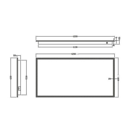 MIRROR003 Scudo Mosca LED 1200 x 600mm Mirror with Demister Pad and Shaver Socket (3)