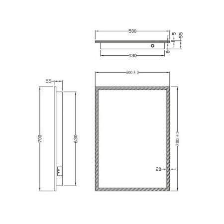 MIRROR001 Scudo Mosca LED 500 x 700mm Mirror with Demister Pad and Shaver Socket (4)