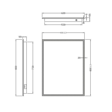 MIRROR002 Scudo Mosca LED 600 x 800mm Mirror with Demister Pad and Shaver Socket (5)