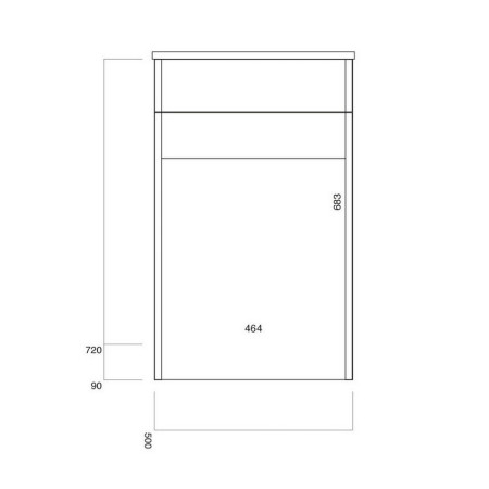 MURO-WCUNIT-GWTE Scudo Muro 500mm WC Unit in Gloss White Line Drawing