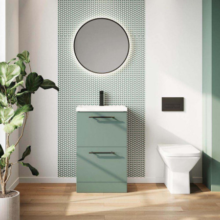 Scudo Muro Plus Floorstanding 500mm Reed Green Vanity Unit with Basin Lifestyle