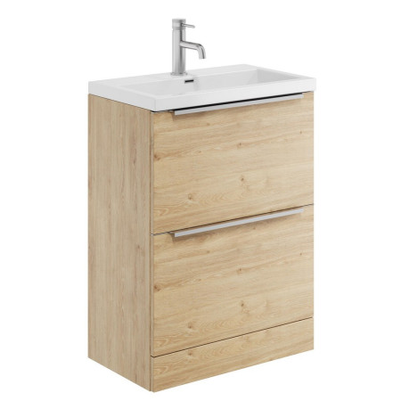 Scudo Muro Plus Floorstanding 600mm Davos Oak Vanity Unit with Basin