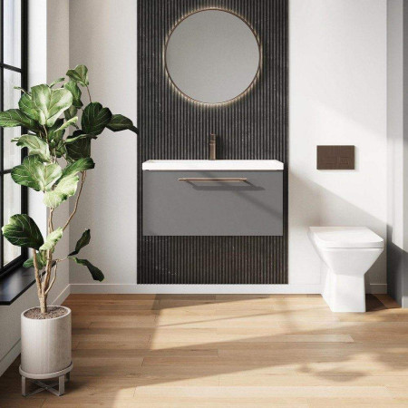 Scudo Muro Plus Wall Hung 800mm Dust Grey Vanity Unit with Basin Lifestyle