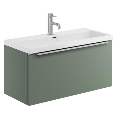 MUROPLUS-800WALL-GREEN/BASIN-815-365-CER Scudo Muro Plus Wall Hung 800mm Reed Green Vanity Unit with Basin