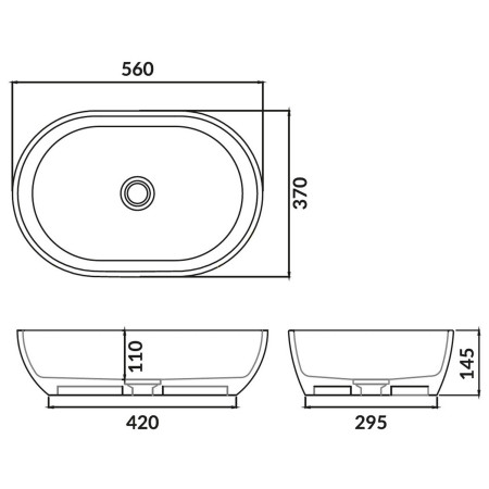 FGBASIN-002 Scudo Neo Gloss White Countertop Basin Line Drawing