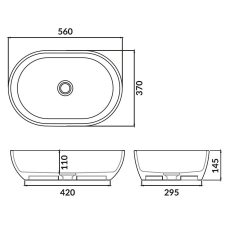 FGBASIN-001 Scudo Neo Matt White Countertop Basin Line Drawing