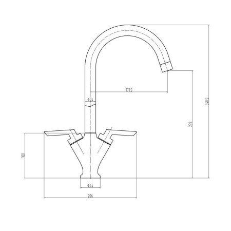 KT11 Scudo Olicana Chrome Kitchen Tap Dimensions
