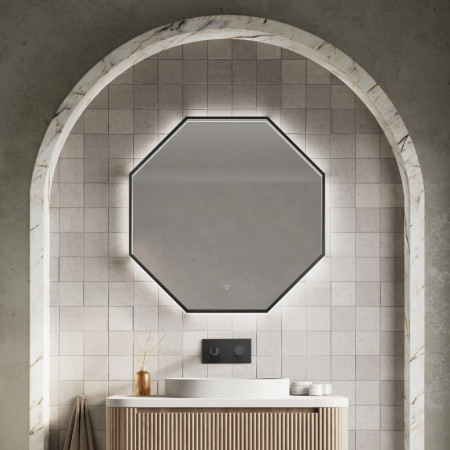 Scudo Passa 600 x 600mm LED Matt Black Bathroom Mirror